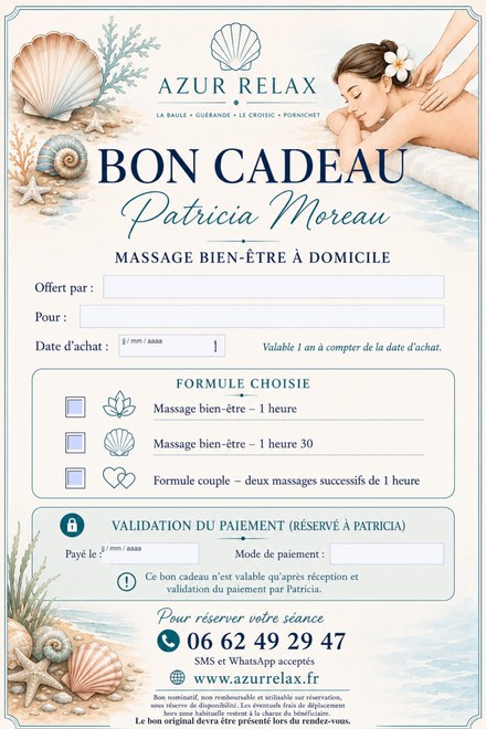 Bon cadeau massage la Baule
